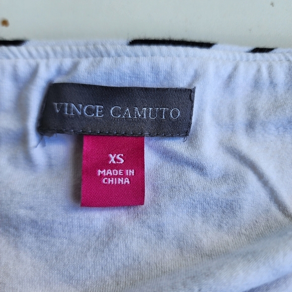 Vince Camuto Women’s Striped Pencil Midi Skirt White Black Jersey Stretch Raw XS - Picture 4 of 10